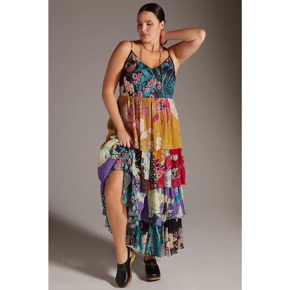 Anthropologie Tiered Maxi Dress x Bhanuni by Jyoti. Size 6P. New, never worn - Picture 1 of 8